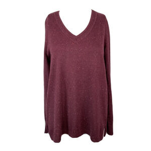 Talbots Sweater Womens Sz M Burgundy Purple V Neck Knit Pullover‎ Cotton